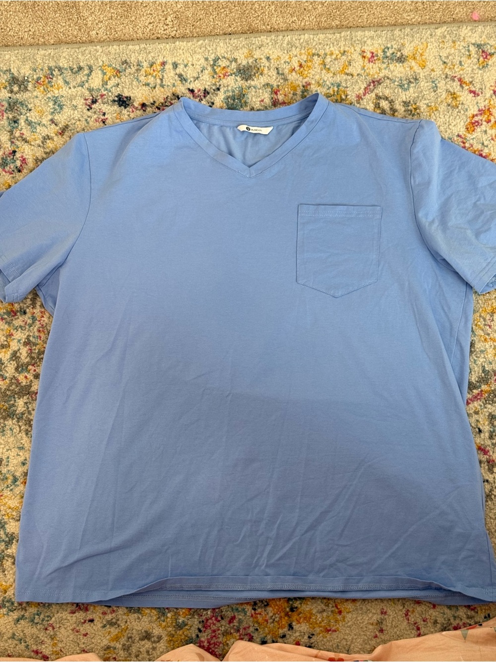 Men's V-Neck Pocket Tee in Light Blue Size 3XL